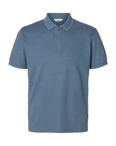 Selected - SLMFave Noos Zip Polo - Blue Mirage